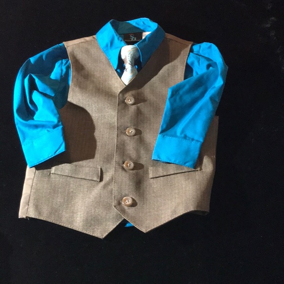 4 pieces brown/turquoise set. - Picture 4 of 5